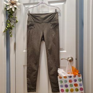 Athleta green/gray herringbone leggings, size Medium.